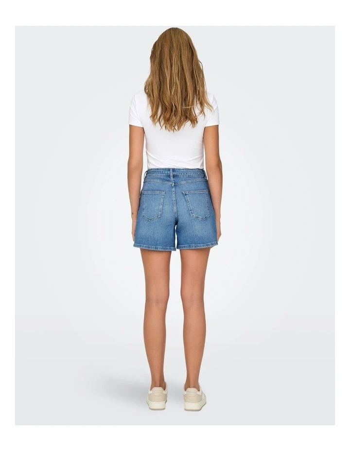 Gianna Mid Waist Belted Shorts in Blue image 5