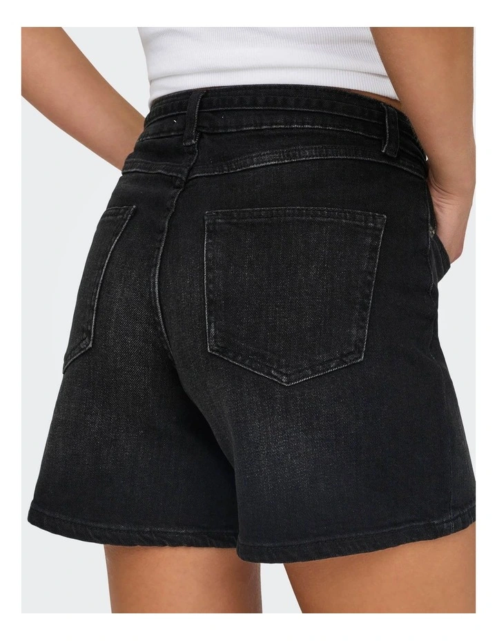 Gianna Mid Waist Belted Shorts in Washed Black image 3