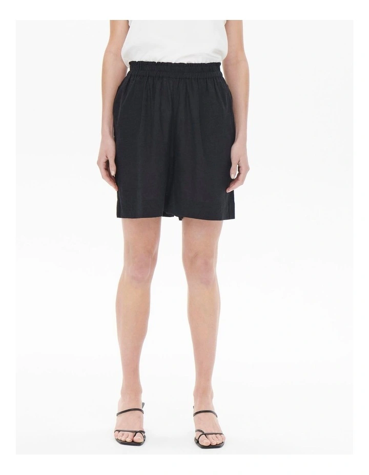 Tokyo Life High Waisted Linen Shorts in Black image 1