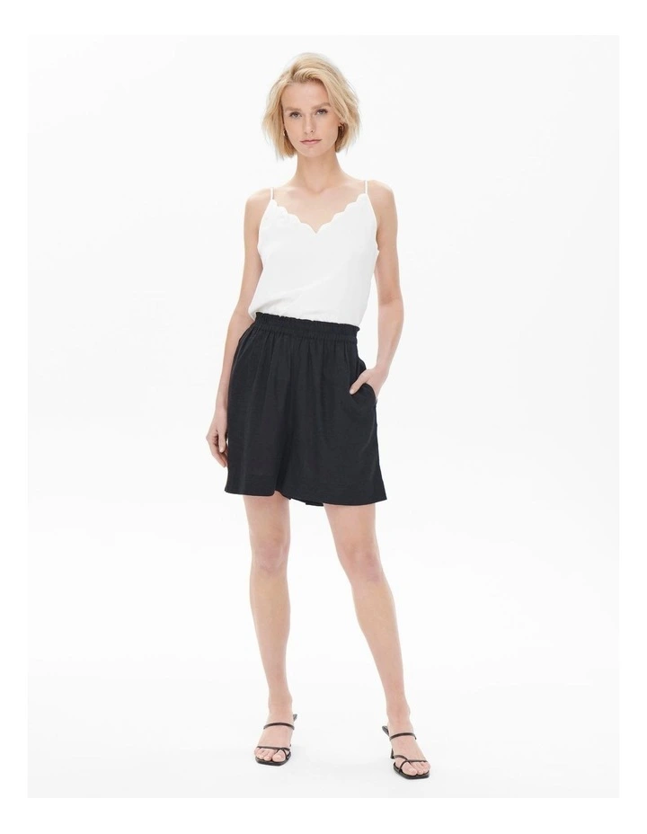 Tokyo Life High Waisted Linen Shorts in Black image 3