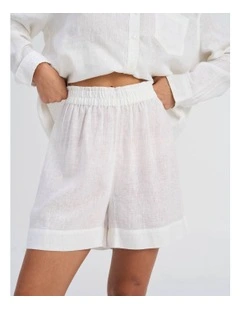 Tokyo Life High Waisted Linen Shorts in White