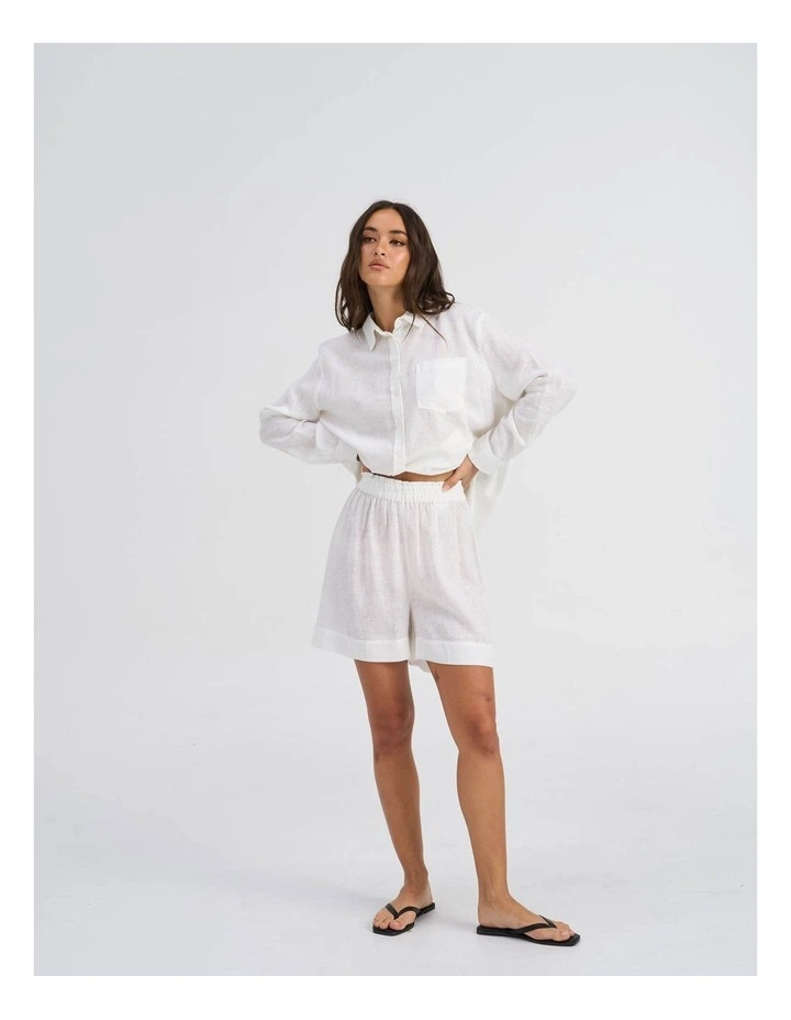 Tokyo Life High Waisted Linen Shorts in White image 2