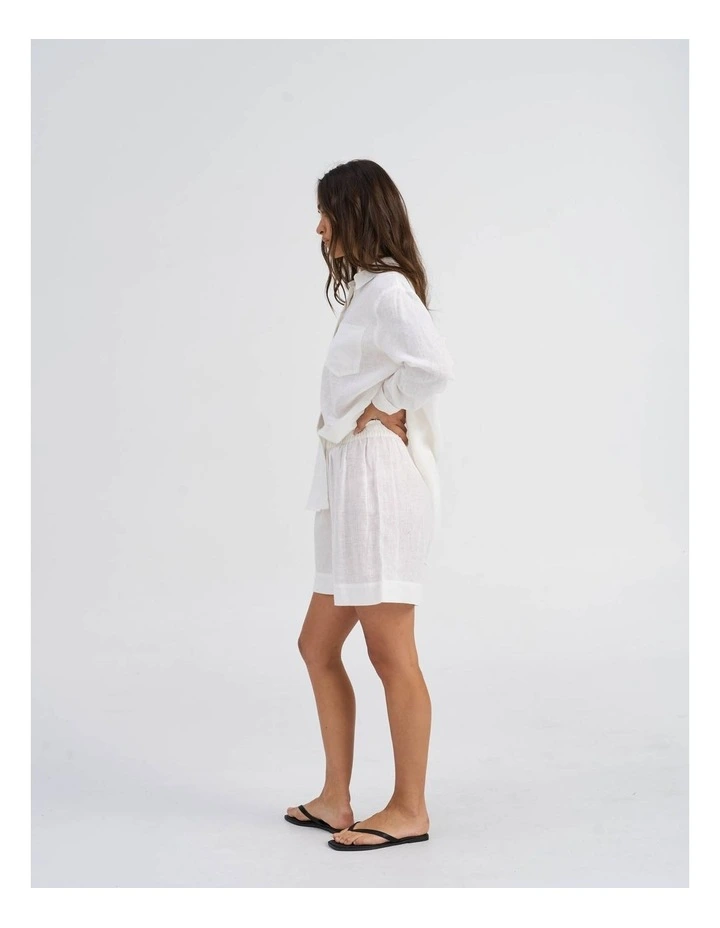 Tokyo Life High Waisted Linen Shorts in White image 4