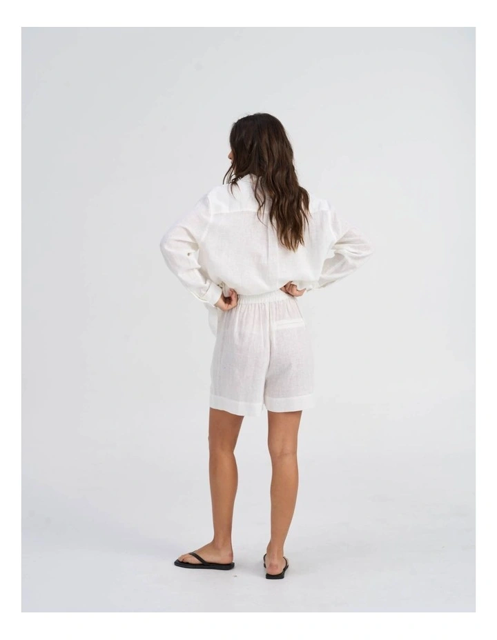 Tokyo Life High Waisted Linen Shorts in White image 5