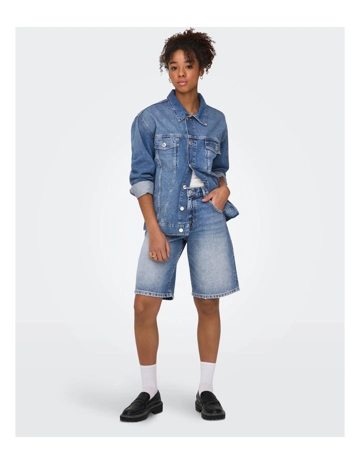 Mate Baggy Long Shorts in Mid Blue Denim image 3