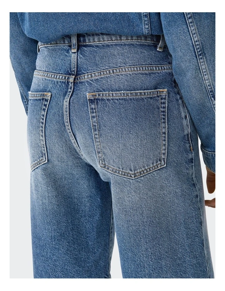 Mate Baggy Long Shorts in Mid Blue Denim image 4