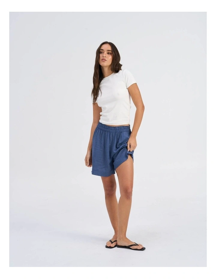 Tokyo Life High Waisted Linen Shorts in Indigo image 4