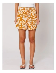 Jakiri Linen Printed Shorts in Orange