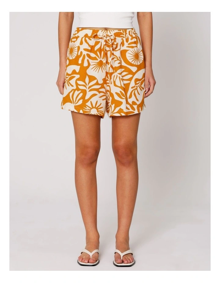 Jakiri Linen Printed Shorts in Orange image 1