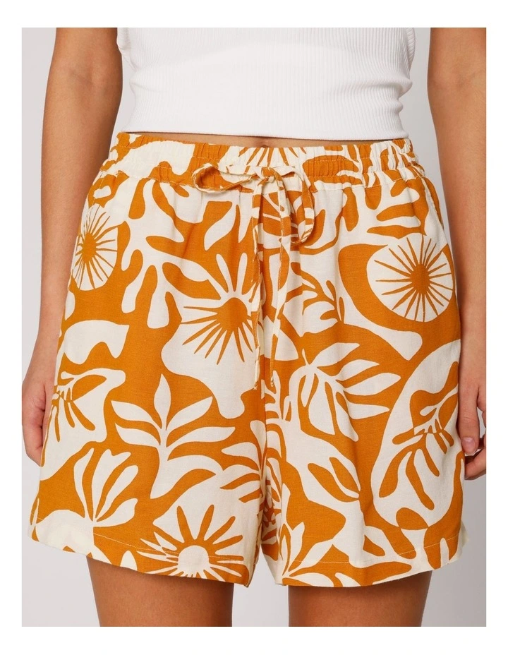 Jakiri Linen Printed Shorts in Orange image 2