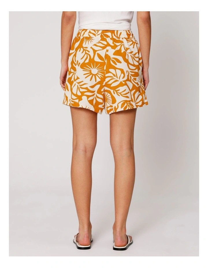 Jakiri Linen Printed Shorts in Orange image 3