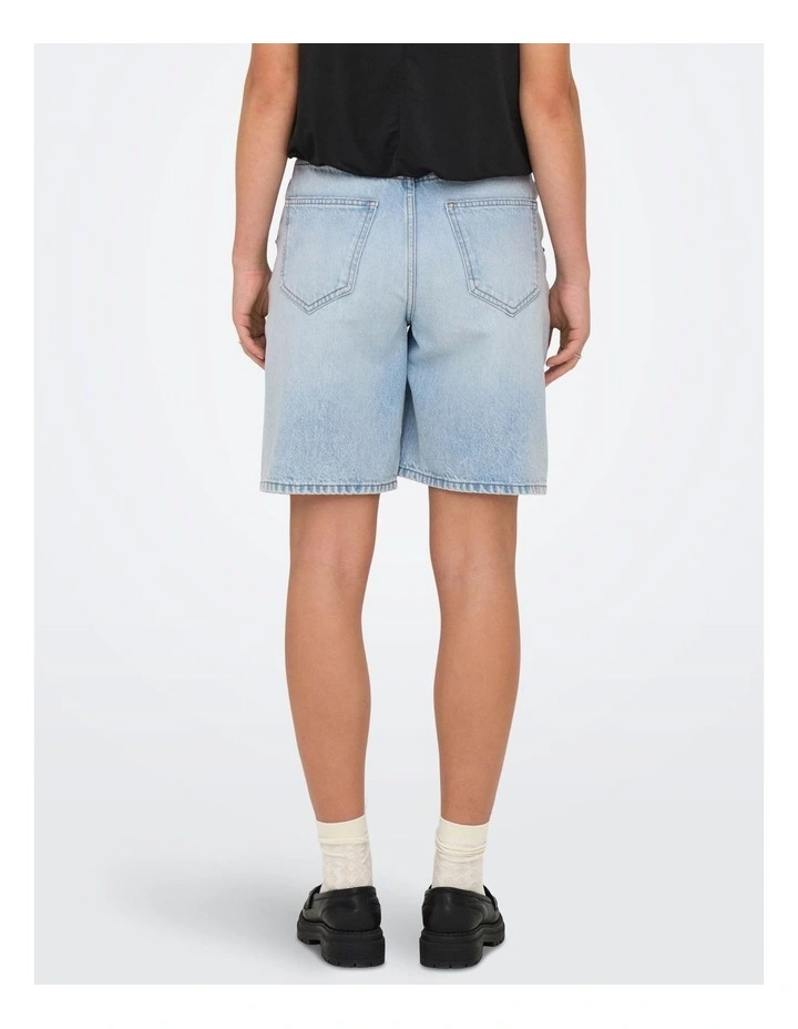 Hope High Waisted Loose Long Denim Shorts in Light Blue Denim image 3