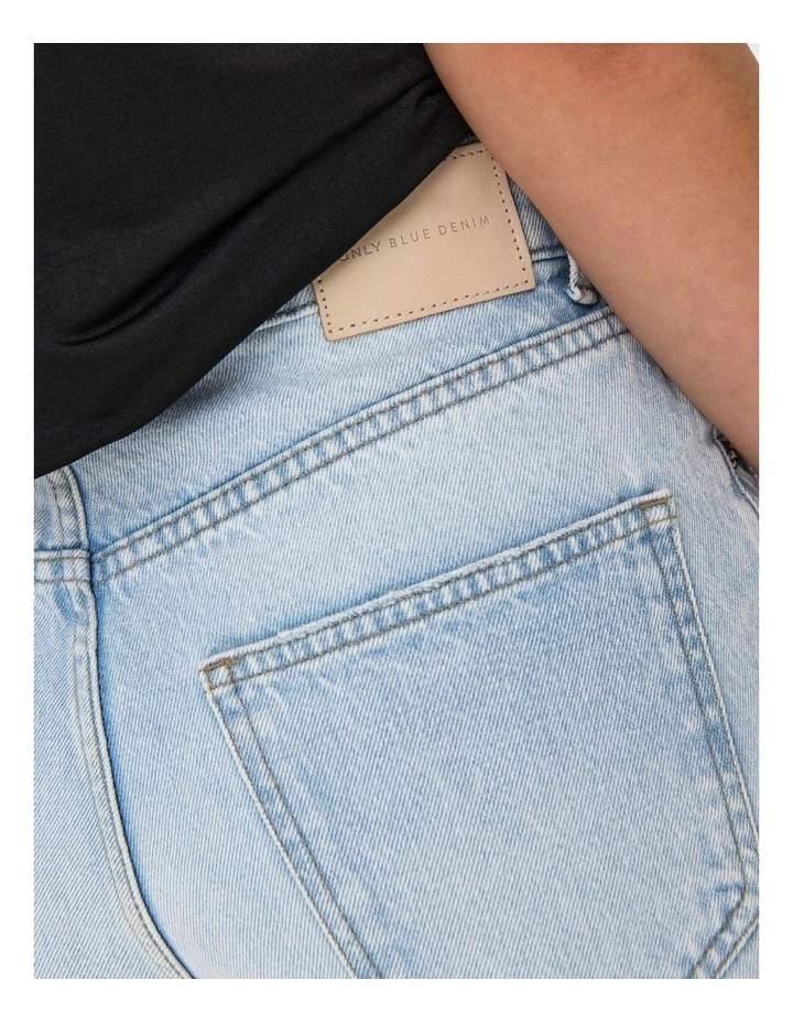 Hope High Waisted Loose Long Denim Shorts in Light Blue Denim image 4