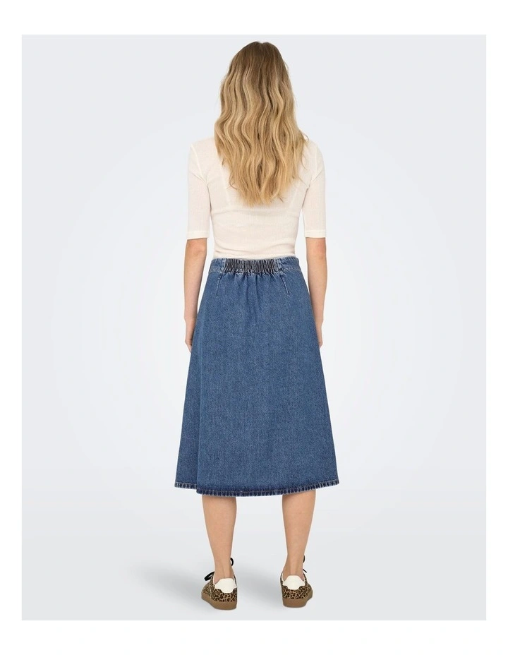 Thea Wrap Cotton Midi Skirt in Mid Blue Denim image 4
