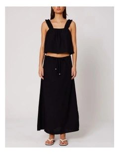 Jakiri Linen Maxi Skirt in Black