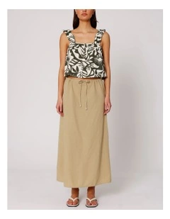 Jakiri Linen Maxi Skirt in Humus