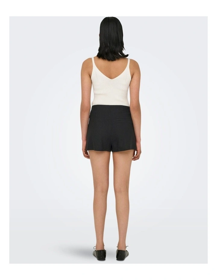 Caro High Waisted Linen Skort in Black image 4