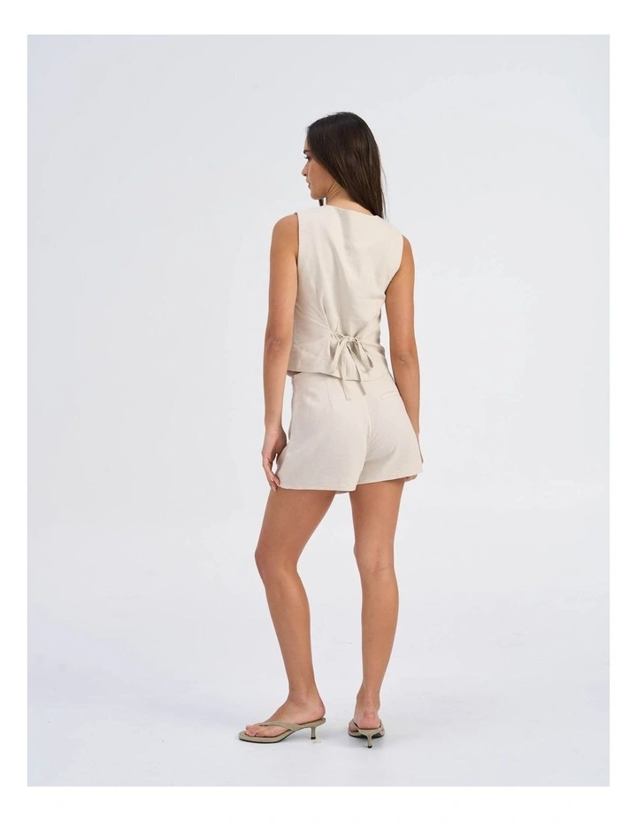 Caro High Waisted Linen Skort in Stone image 5