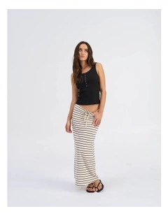 Jana Loose Stripe Skirt in White