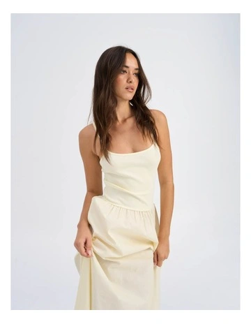Ravenna Cotton Maxi Dress in Lemon