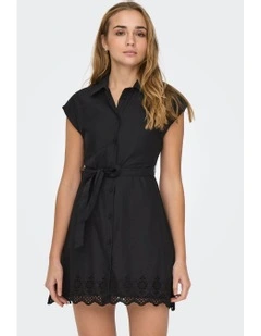 Lou Life Cotton Mini Dress in Black