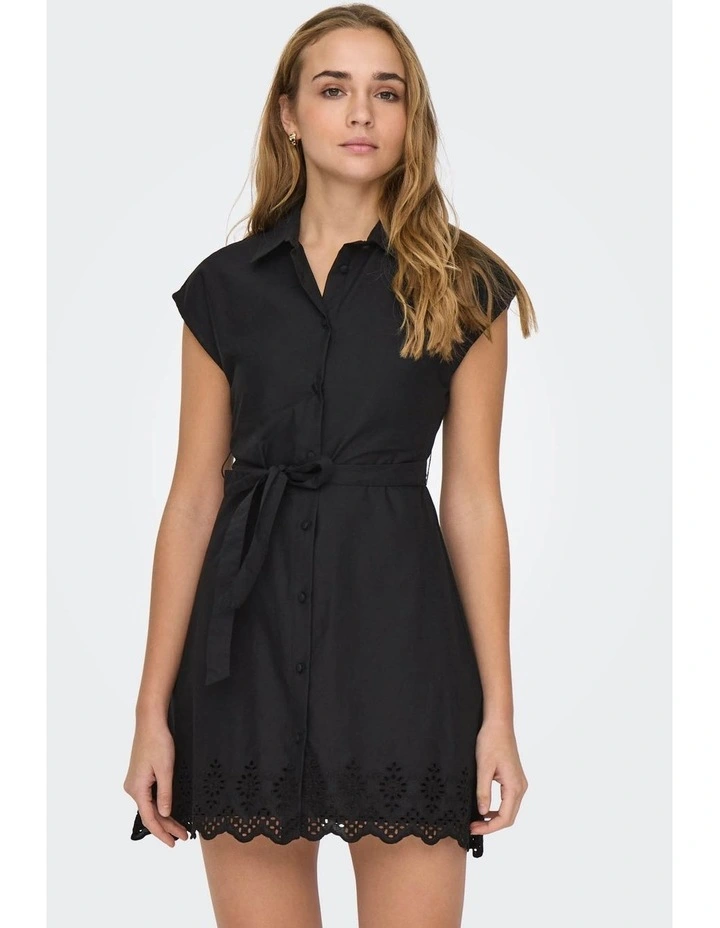Lou Life Cotton Mini Dress in Black image 1