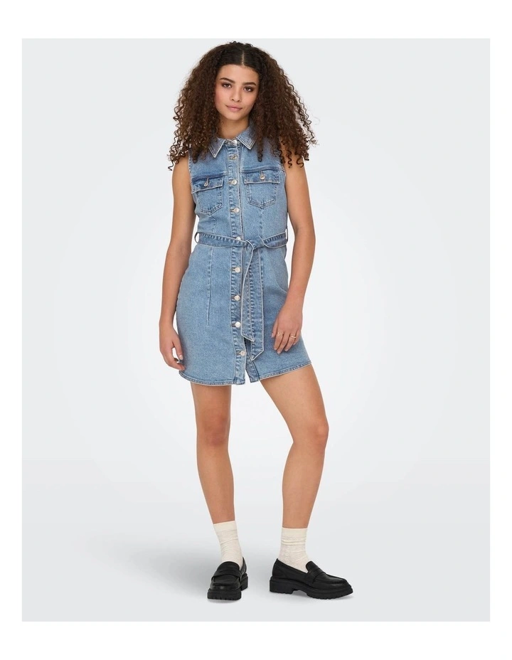 Emily Denim Mini Dress in Blue image 1