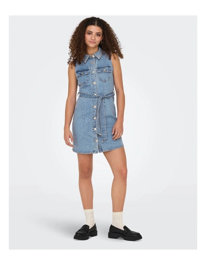 Emily Denim Mini Dress in Blue image 3