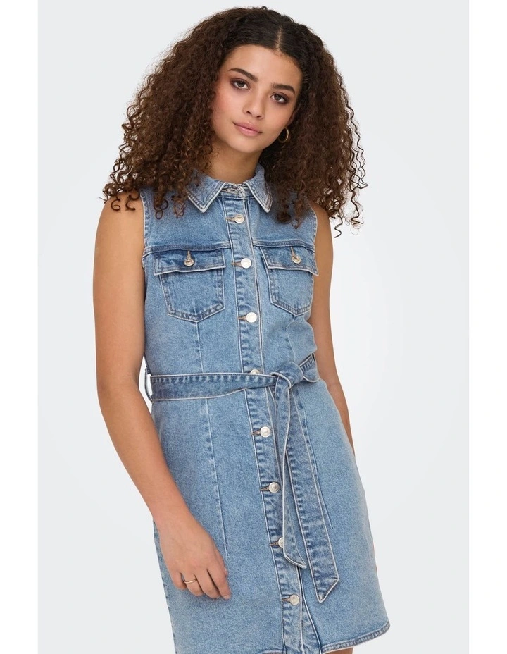 Emily Denim Mini Dress in Blue image 5
