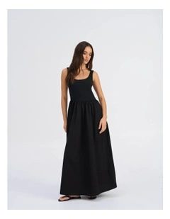 Ravenna Cotton Maxi Dress in Black
