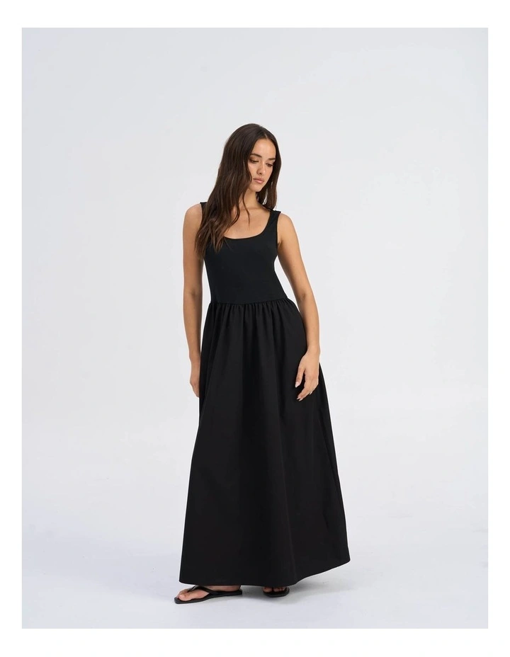 Ravenna Cotton Maxi Dress in Black image 1