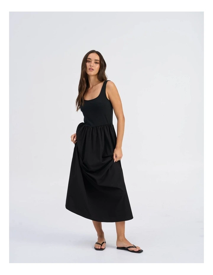 Ravenna Cotton Maxi Dress in Black image 4