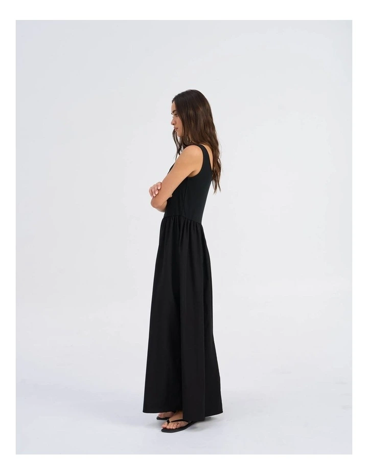 Ravenna Cotton Maxi Dress in Black image 5