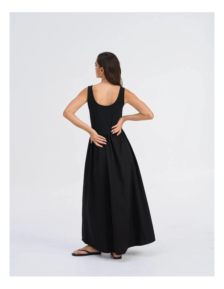 Ravenna Cotton Maxi Dress in Black image 6