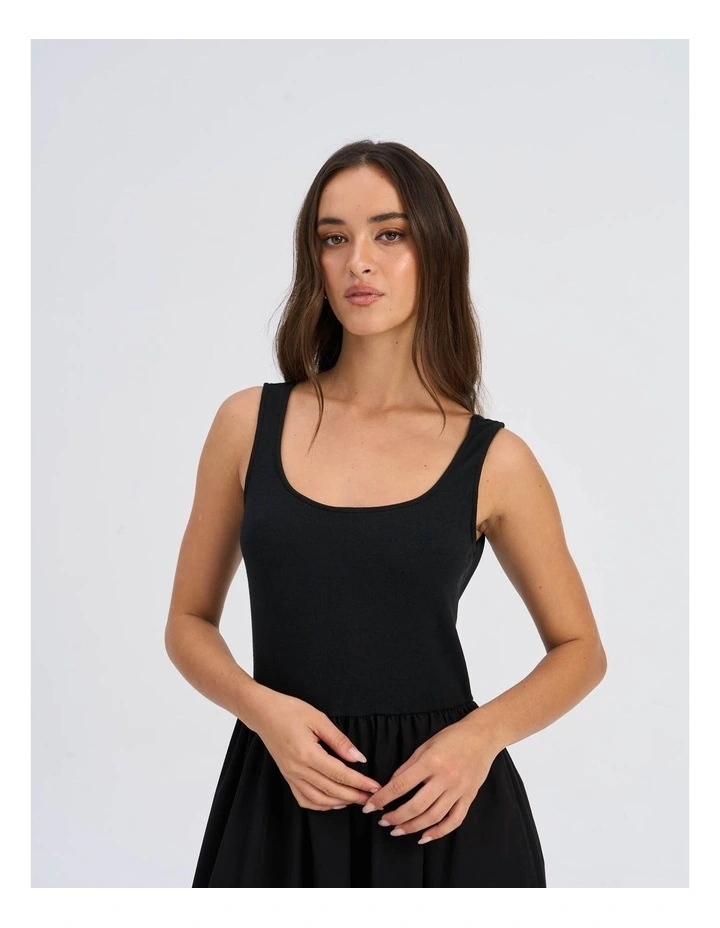 Ravenna Cotton Maxi Dress in Black image 7