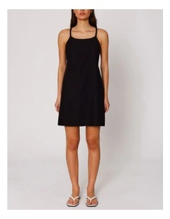 Jakiri Linen Strap Mini Dress in Black