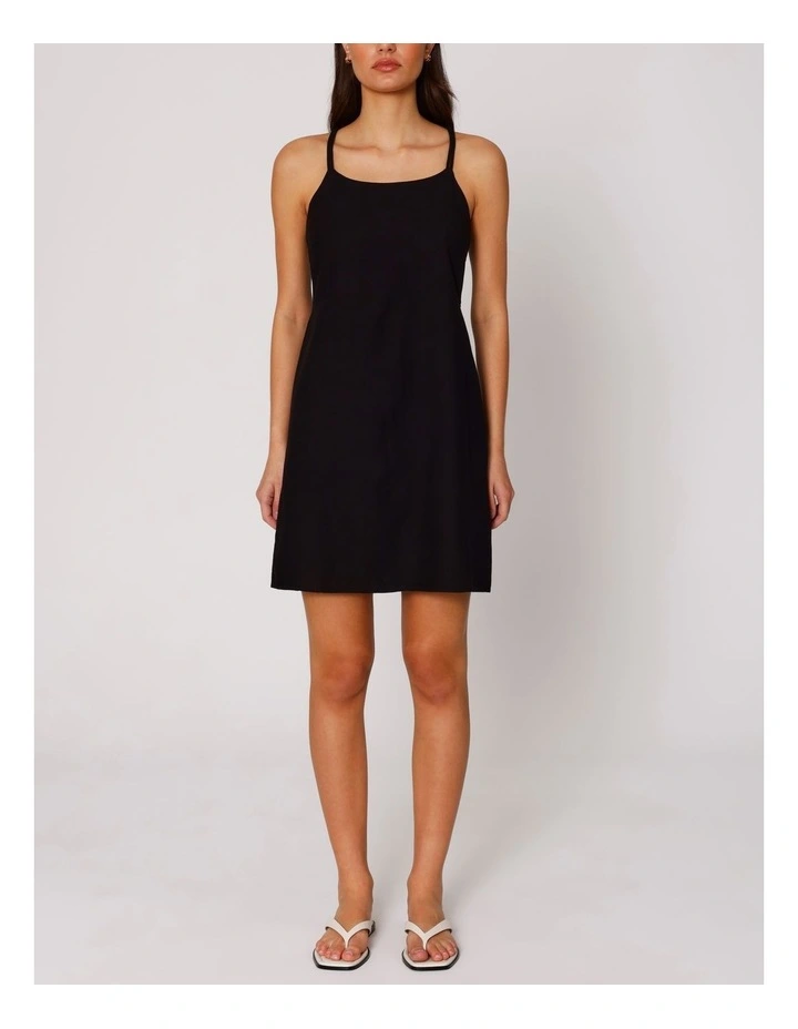 Jakiri Linen Strap Mini Dress in Black image 1