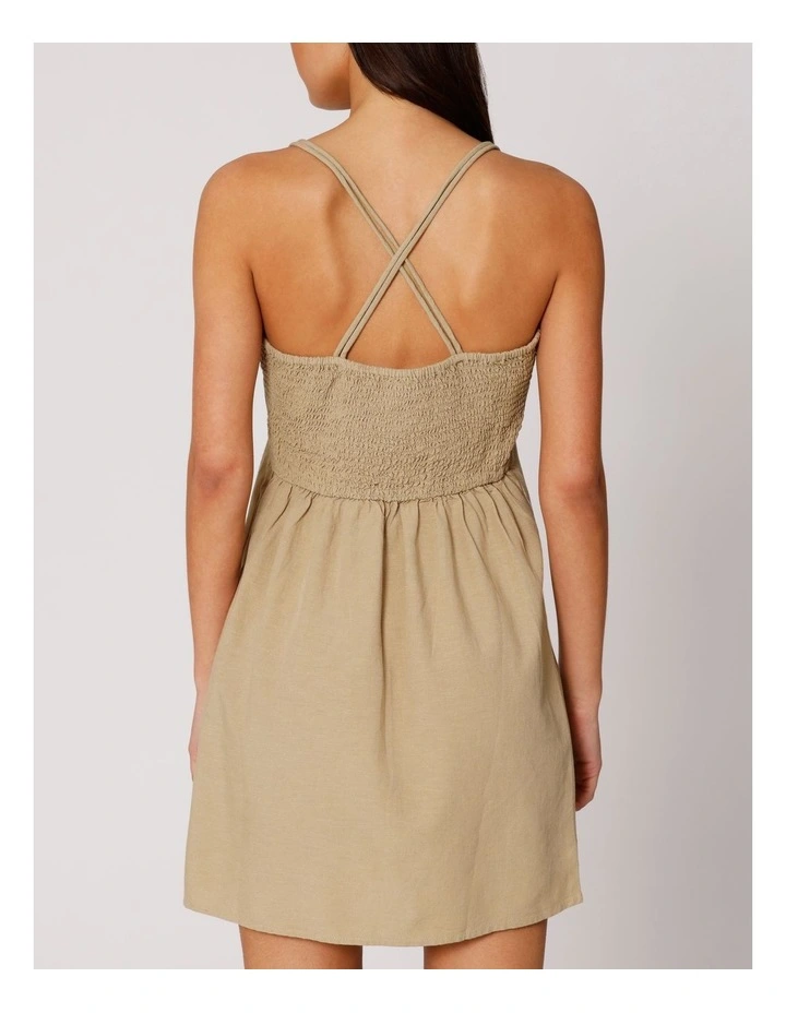 Jakiri Linen Strap Mini Dress in Humus image 4