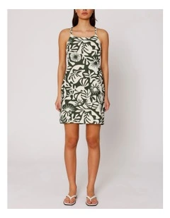 Jakiri Linen Strap Mini Dress in Olive