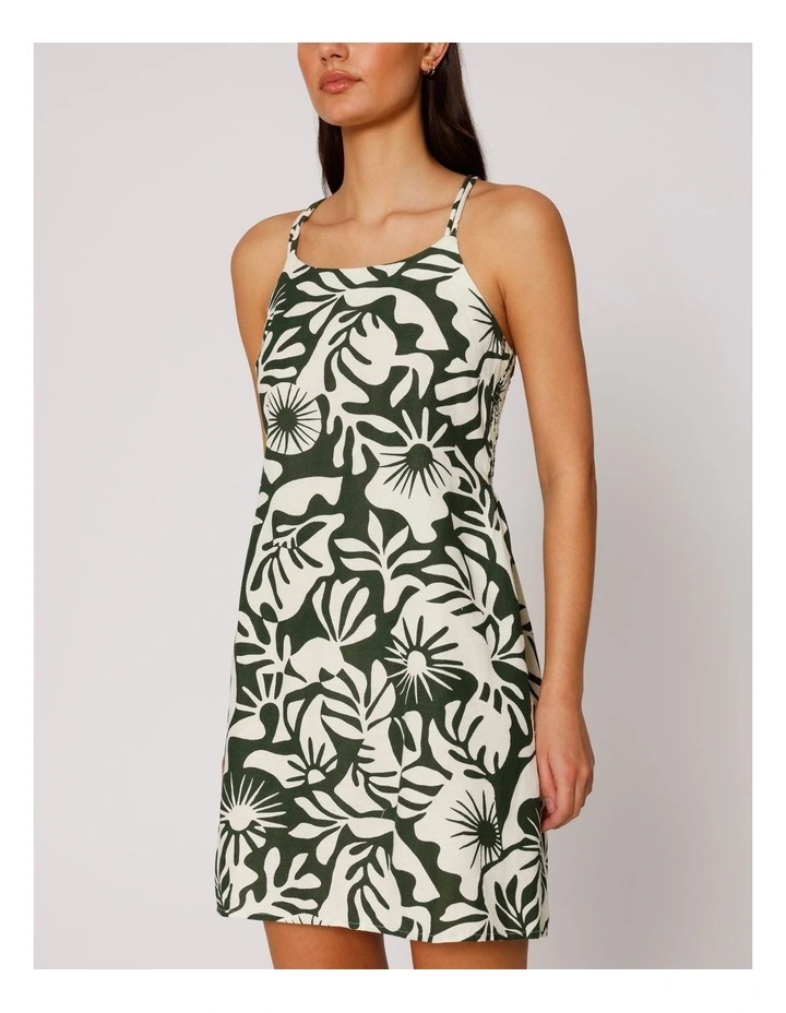 Jakiri Linen Strap Mini Dress in Olive image 2