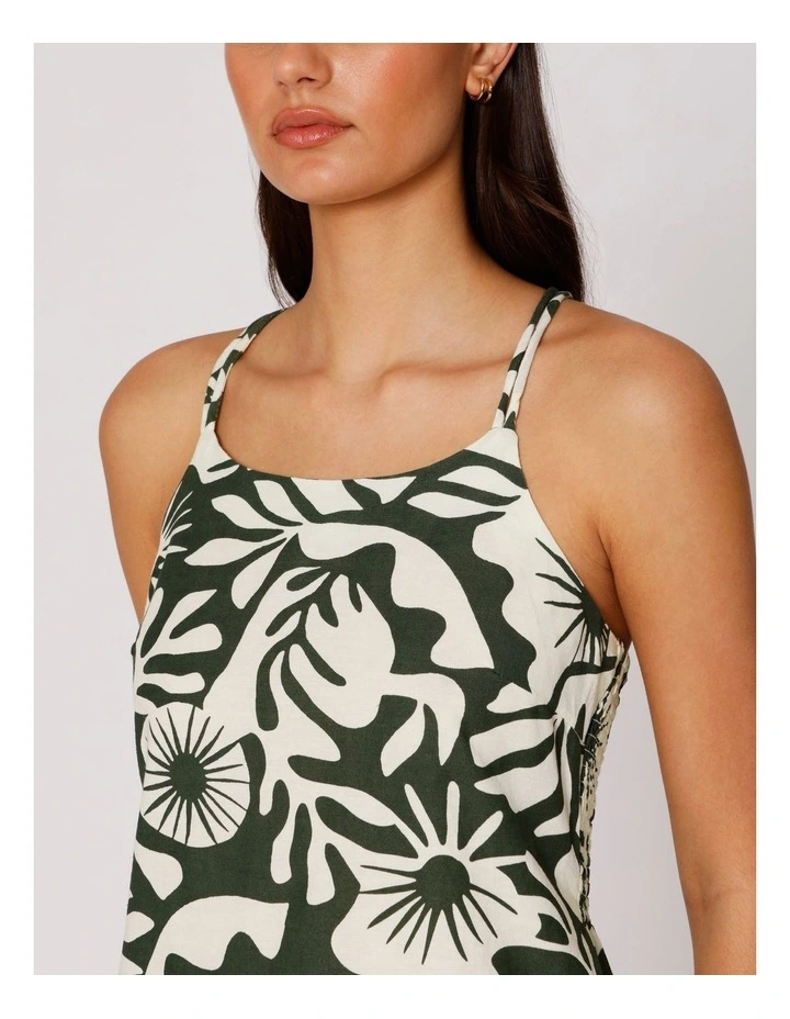 Jakiri Linen Strap Mini Dress in Olive image 3