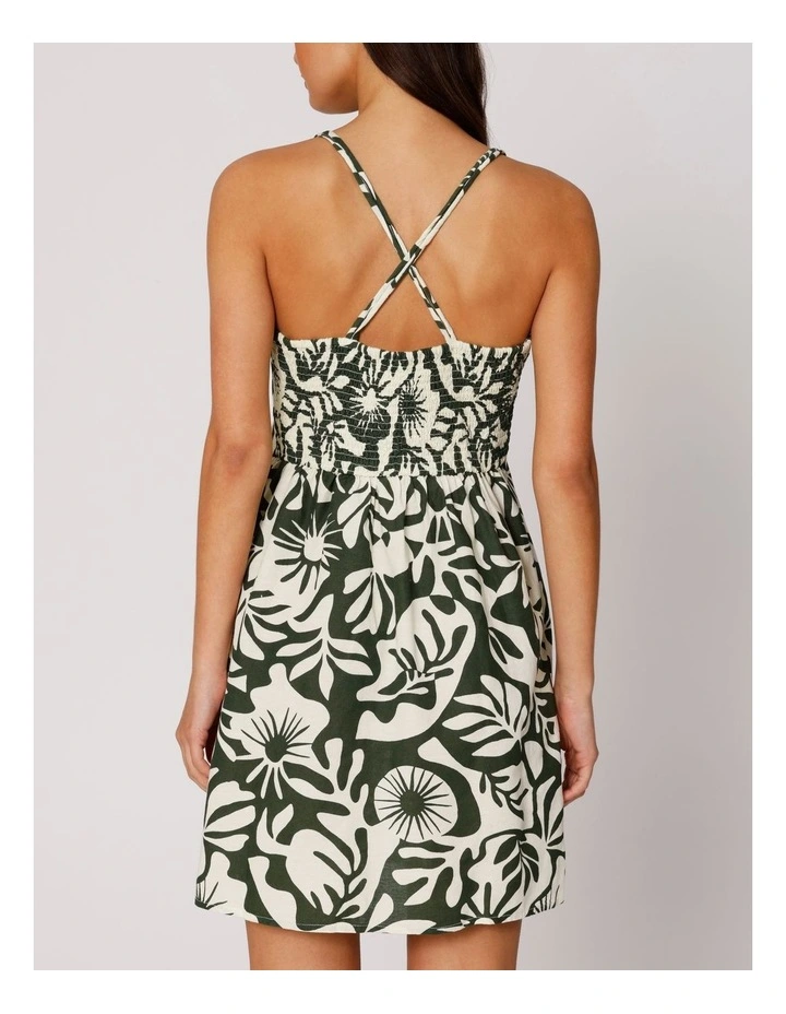 Jakiri Linen Strap Mini Dress in Olive image 4