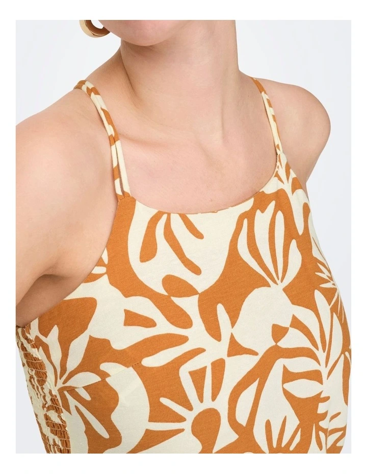 Jakiri Linen Strap Mini Dress in Orange image 2