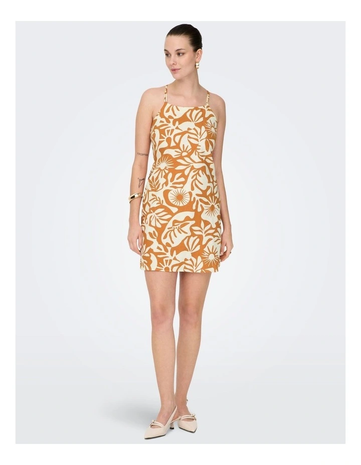 Jakiri Linen Strap Mini Dress in Orange image 3