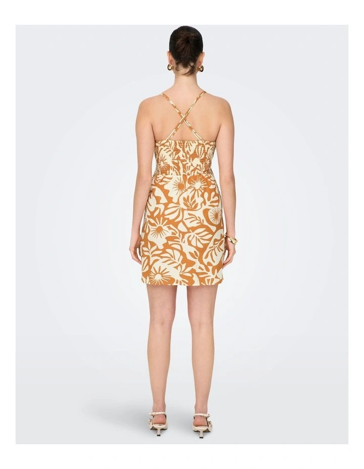 Jakiri Linen Strap Mini Dress in Orange image 4
