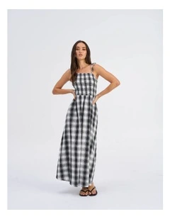Maddy Life Check Maxi Dress in Bright White