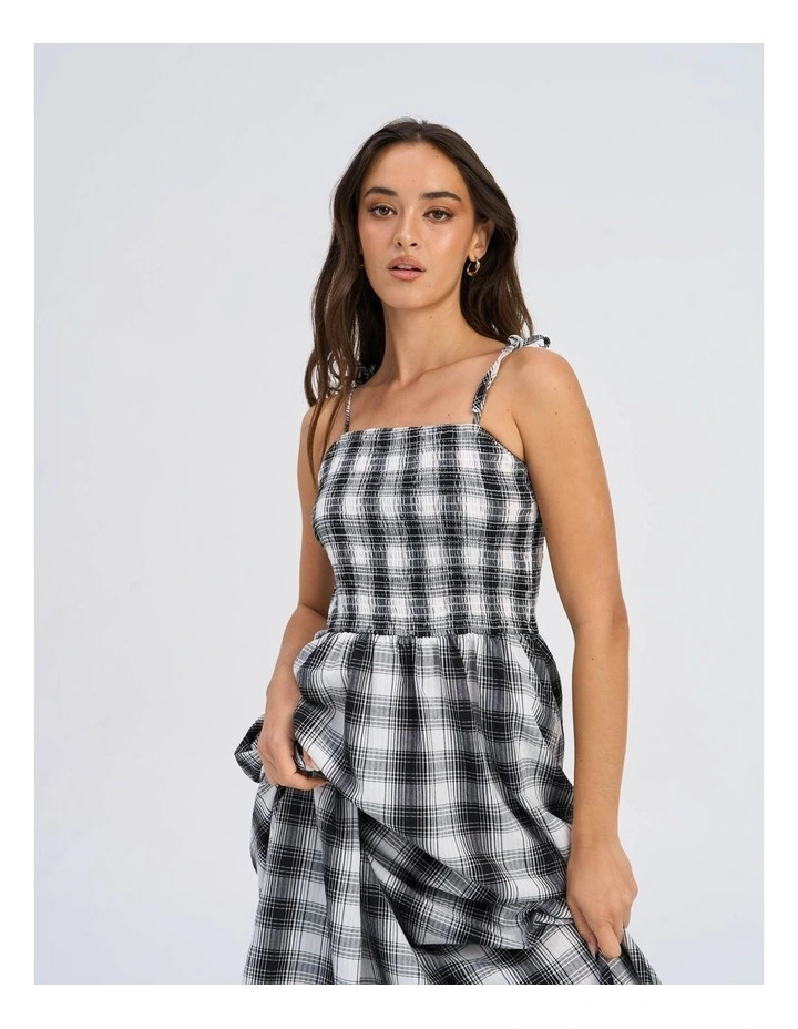 Maddy Life Check Maxi Dress in Bright White image 2