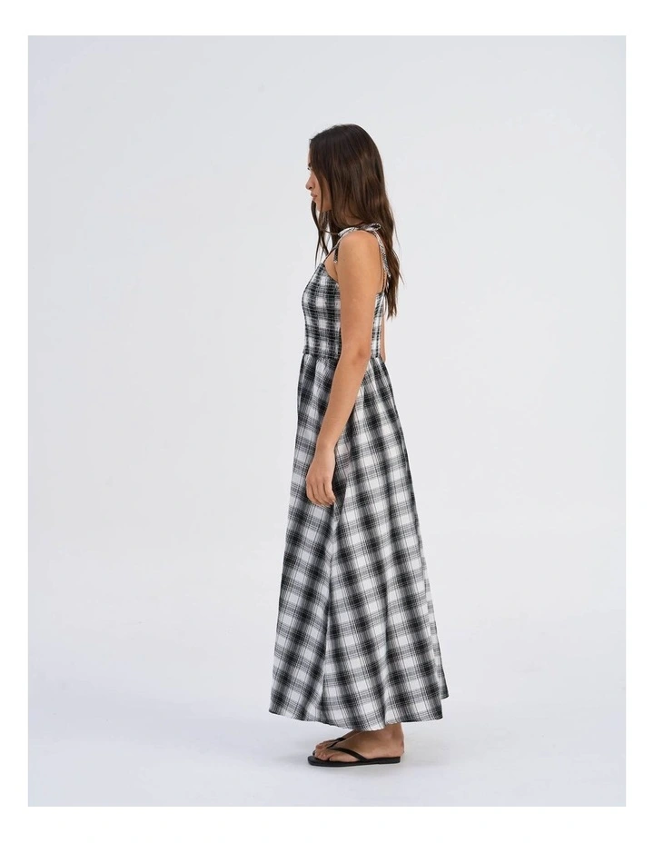 Maddy Life Check Maxi Dress in Bright White image 4