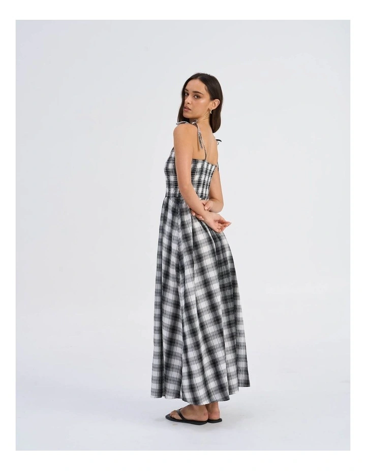 Maddy Life Check Maxi Dress in Bright White image 5