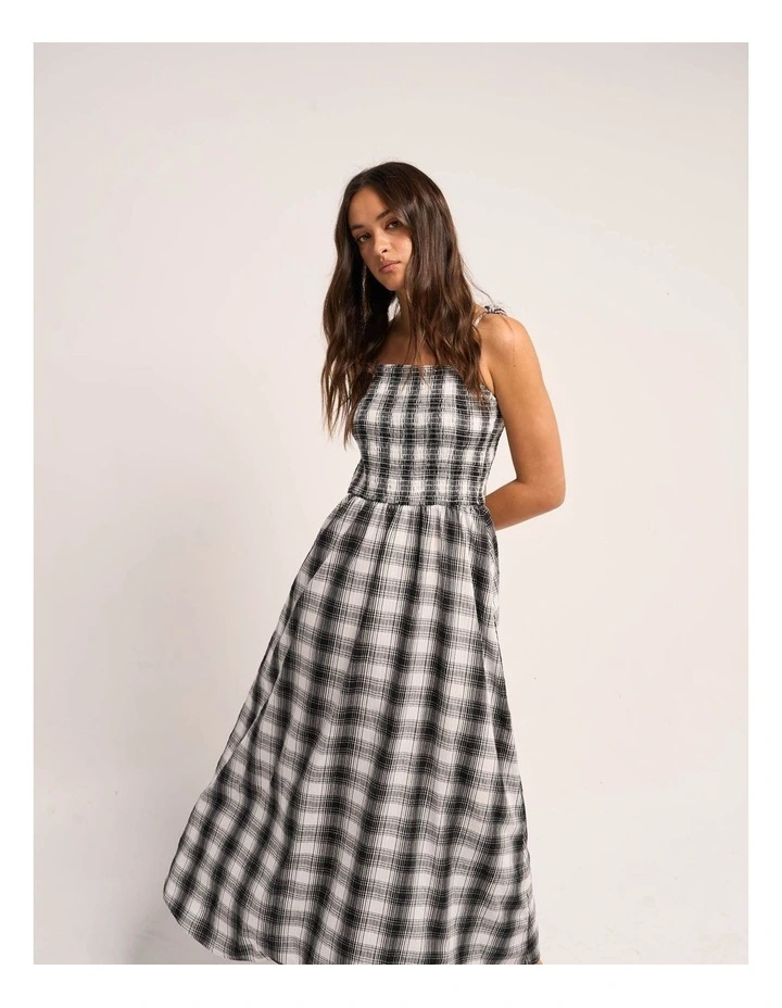 Maddy Life Check Maxi Dress in Bright White image 6